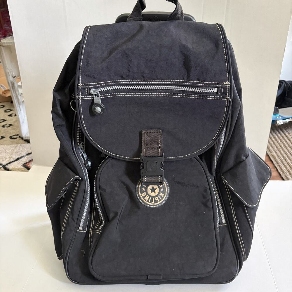 Kipling Rolling Backpack Alcatraz Black Nylon Laptop Carry-On Wheeled